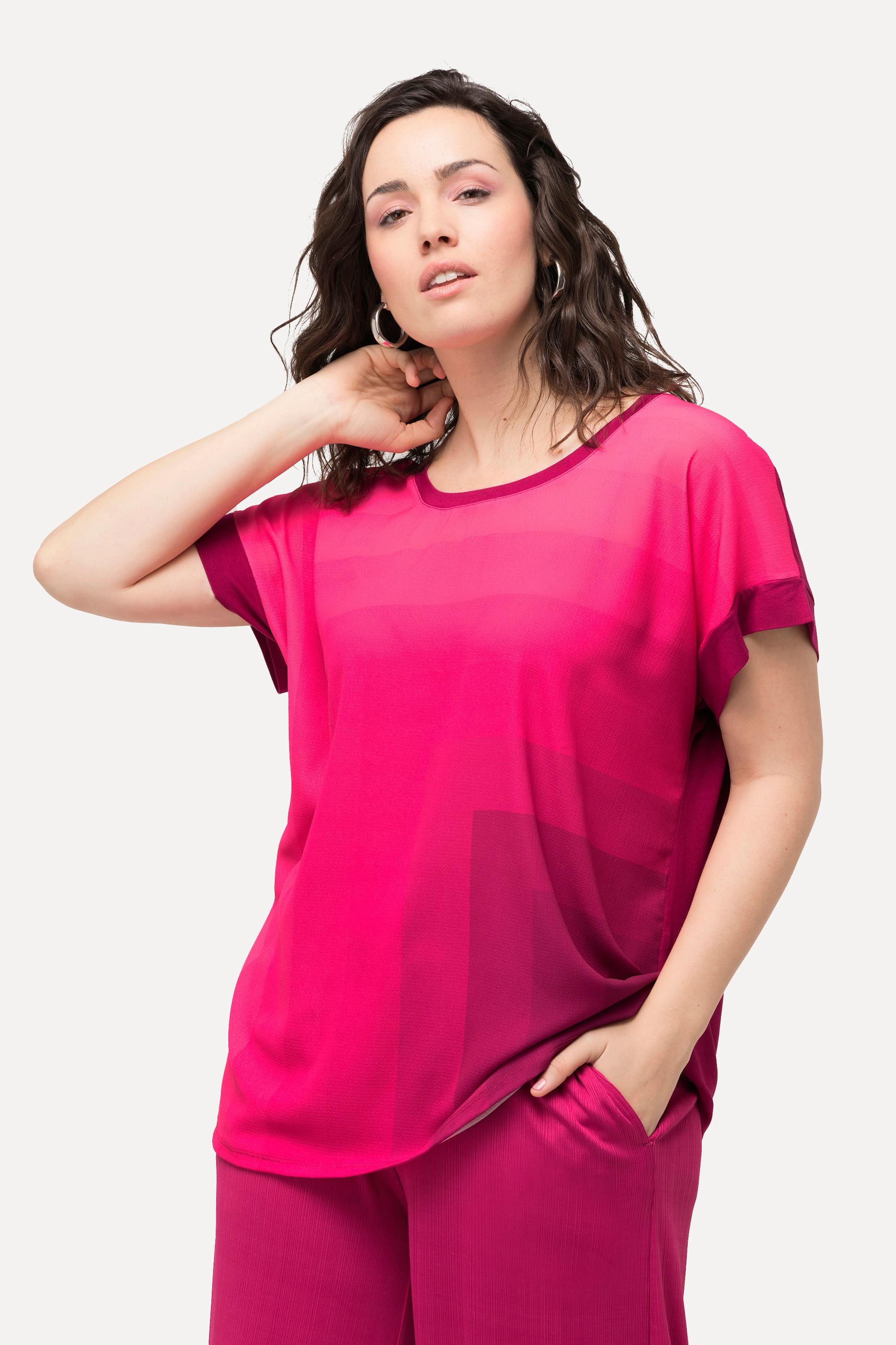 Ulla Popken  Maglia dal taglio oversize con scollo a girocollo e mezze maniche 