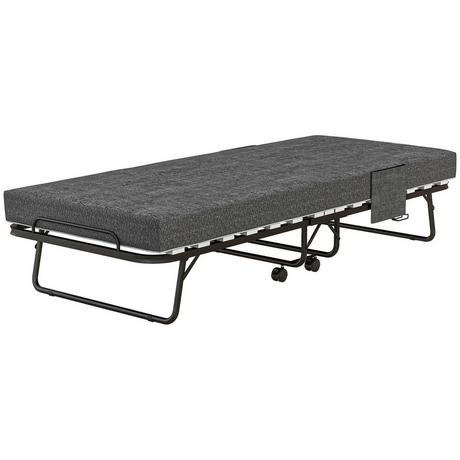 Northio Lit d'appoint pliant à roulettes, matelas 10 cm, housse, lit parapluie avec poche latérale gris foncé 190 x 80 x 42 cm  