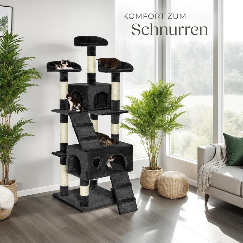 Tectake  Arbre à chat MOGLI 170 cm avec griffoir et plateforme d'escalade 