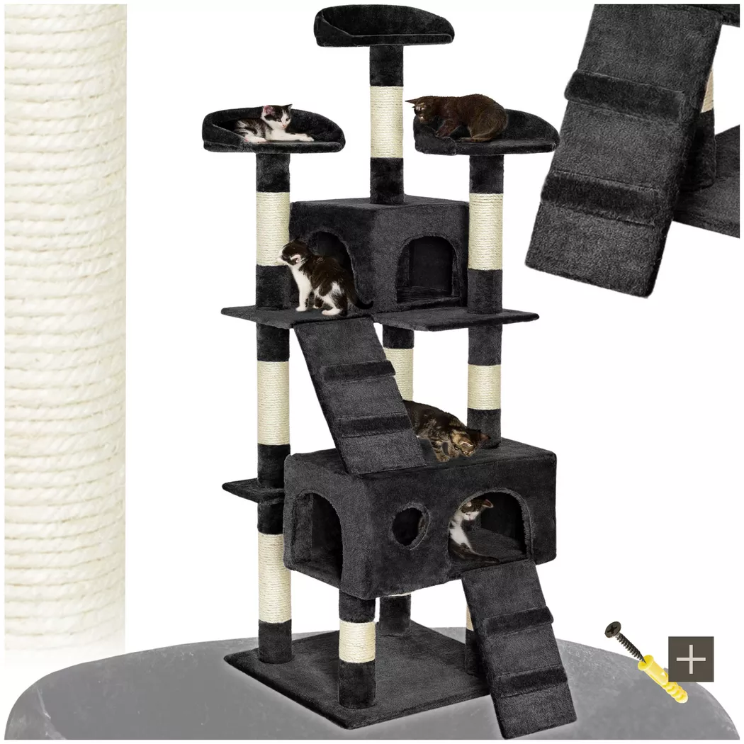 Tectake - Kratzbaum Mogli 170 cm Sisal, One Size, Charcoal Black