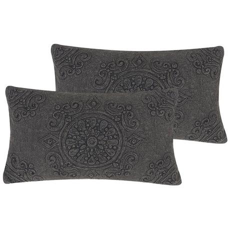 Beliani Lot de 2 coussins en Coton Boho VELOOR  