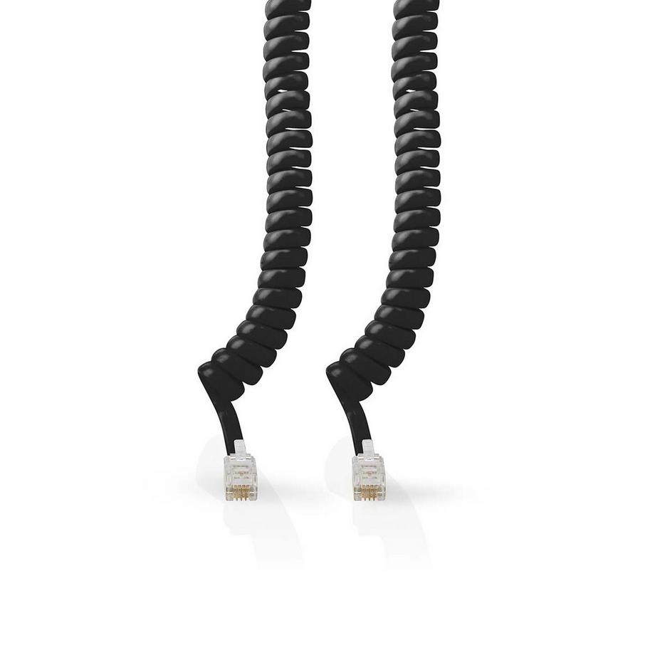 Nedis  Telekommunikationskabel | RJ10 Stecker | RJ10 Stecker | 2,00 m | Kabelaufbau: Spirale | Kabeltyp: RJ10 | Schwarz 