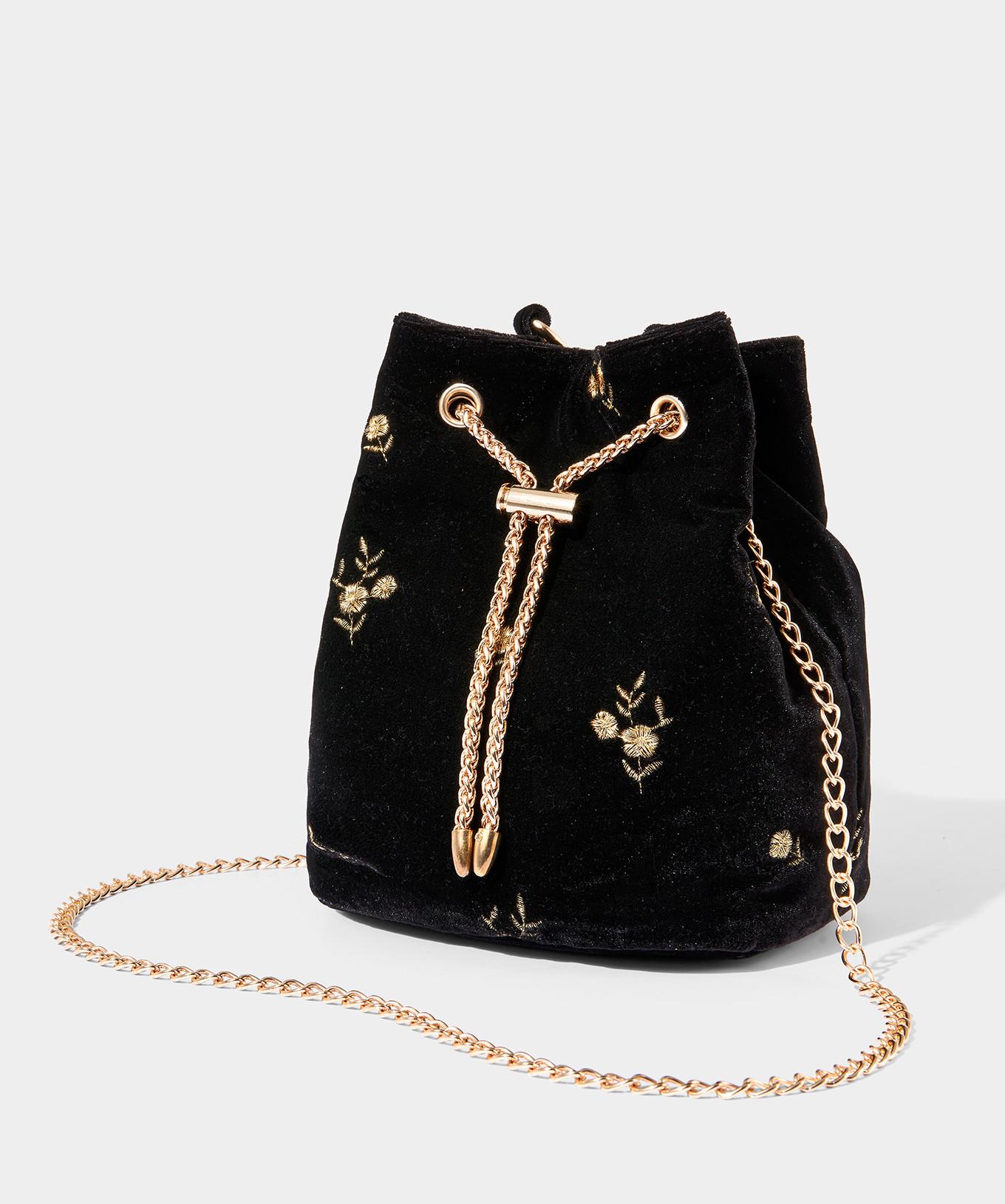 Joe Browns  Samt Bucket Bag mit Rosenstickerei 