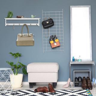 B2X Weißer Wandkleiderbügel mit Ablage  