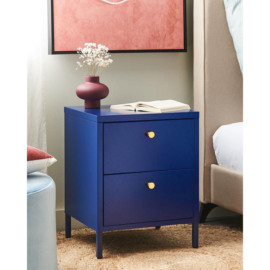 Beliani Table de nuit à 2 tiroirs en Acier Moderne KYLEA  