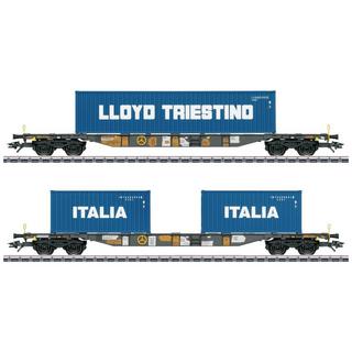 märklin  Lot de 2 wagons porte-conteneurs H0 SGN 19 InRail de l'AAE 