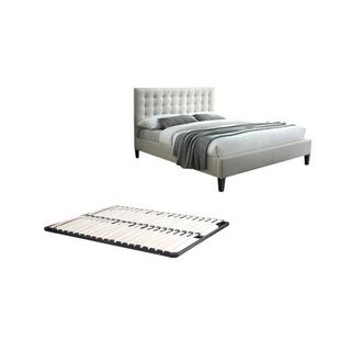 Vente-unique Bett CHIARA mit gepolstertem Kopfteil Stoff + Lattenrost  