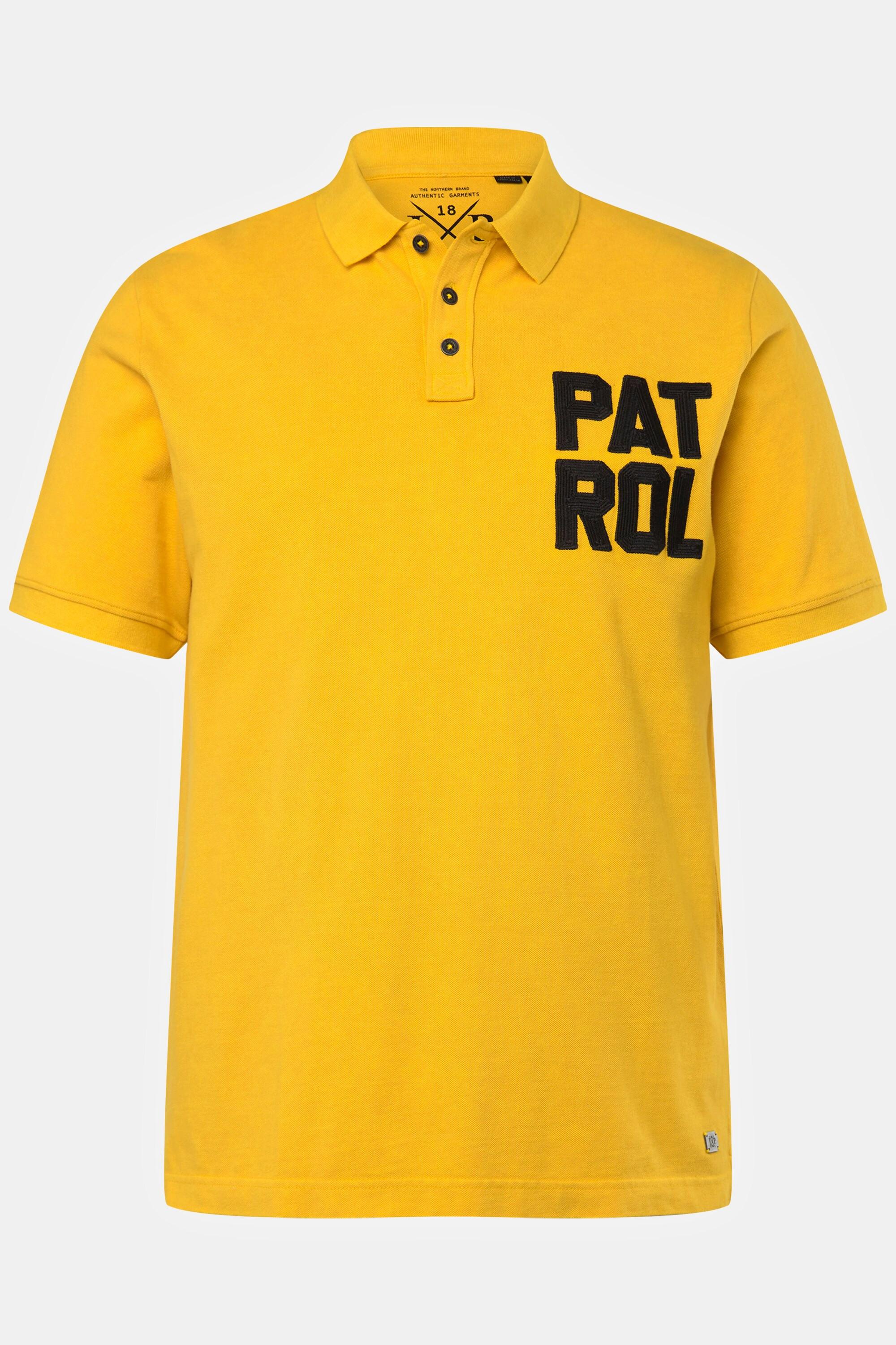 JP1880  Maglia polo di piqué con mezze maniche e applicazioni giallo oro scuro 