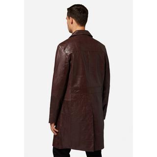 RICANO  Manteau en cuir pour homme Safari, avec fermeture à boutons et col à revers 