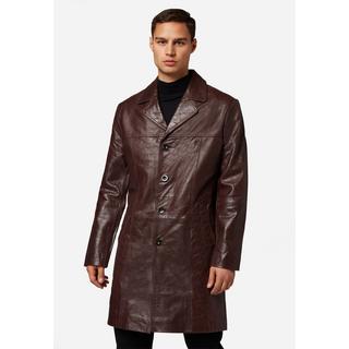 RICANO  Manteau en cuir pour homme Safari, avec fermeture à boutons et col à revers 