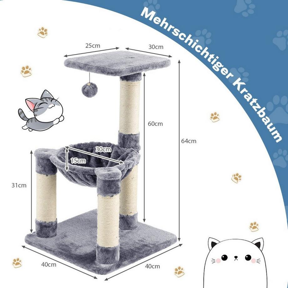 Northix  Arbre à chat avec hamac et poteaux en sisal 