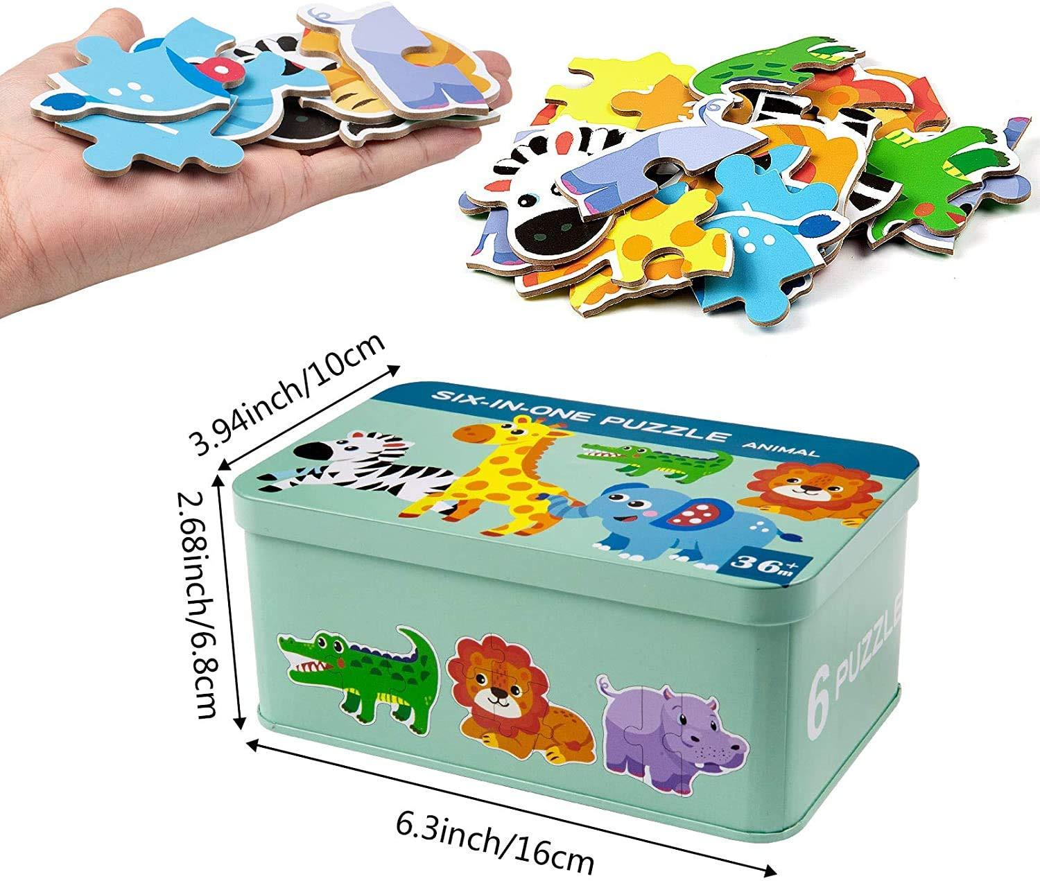 Activity-board  Puzzle pour enfants, puzzle en bois de 6 pièces, puzzle de formes Jouet éducatif d'apprentissage précoce 