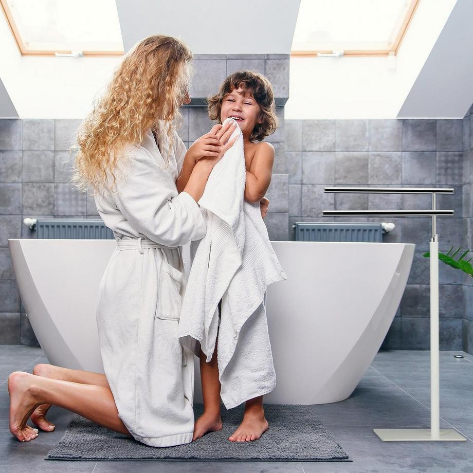 B2X Portasciugamani da terra Bianco-Argento  