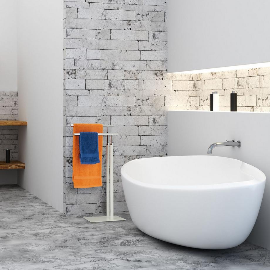 B2X Portasciugamani da terra Bianco-Argento  