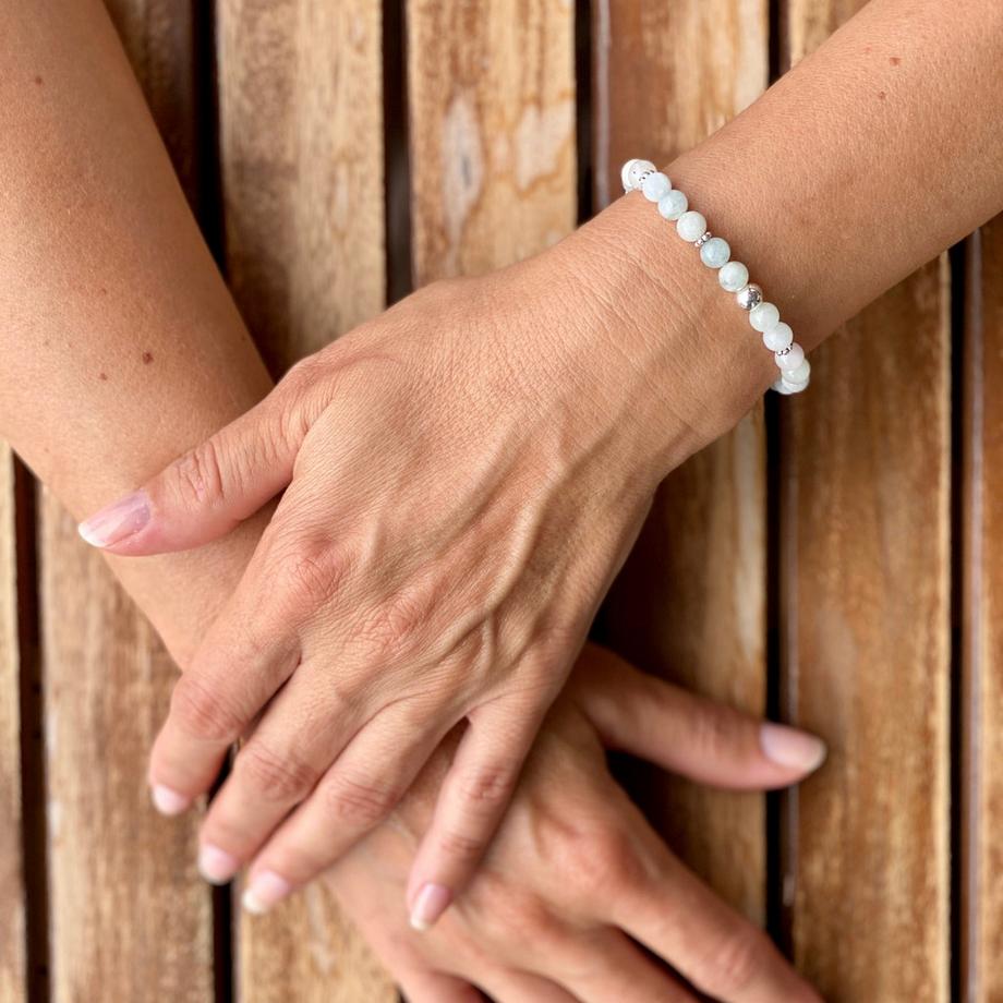 Balibay  Belda  Stretch Armband mit Morganit & 925 Silber 