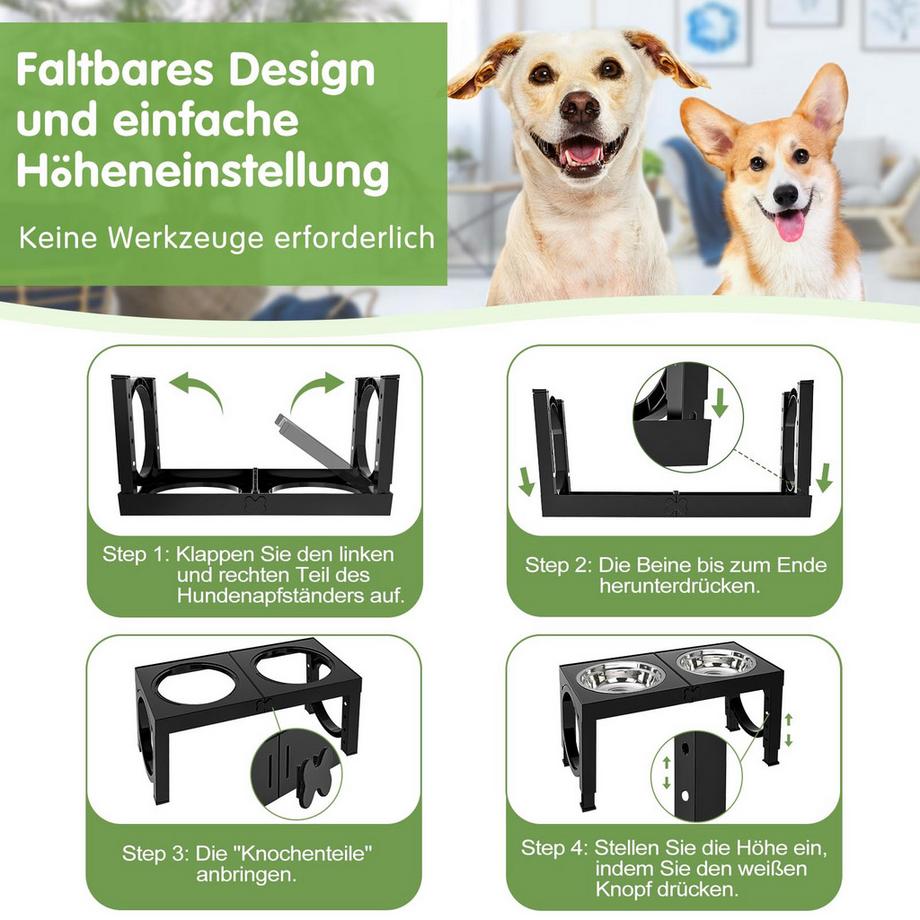 Alopini  Bol Surélevé pour Chien, bol d'alimentation Réglable En Hauteur 5 pour Petits Chiens de Taille Moyenne, station d'alimentation 