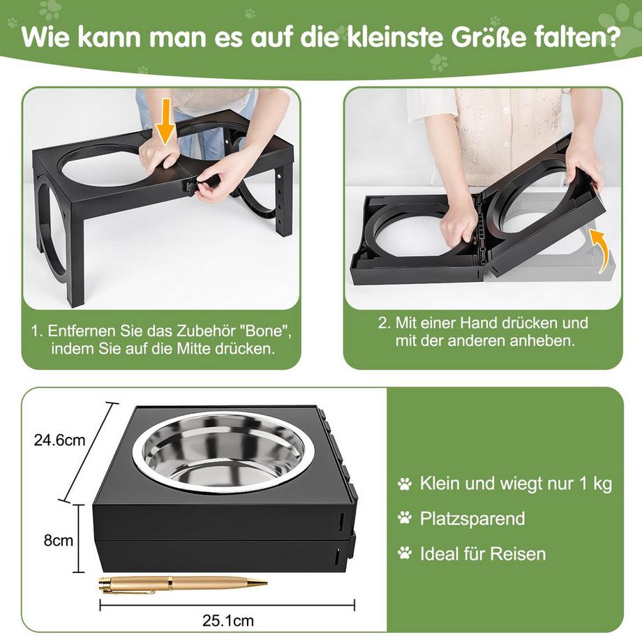 Alopini  Bol Surélevé pour Chien, bol d'alimentation Réglable En Hauteur 5 pour Petits Chiens de Taille Moyenne, station d'alimentation 