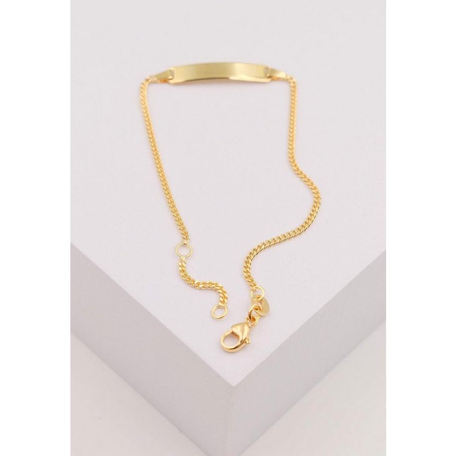 MUAU Schmuck  Bracelet Bébé tank or jaune 750, 14cm plaque de gravure 1,7cm 