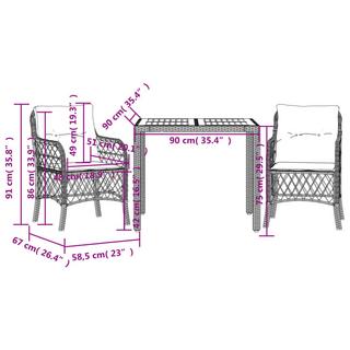 VidaXL Ensemble de bistro rotin synthétique  