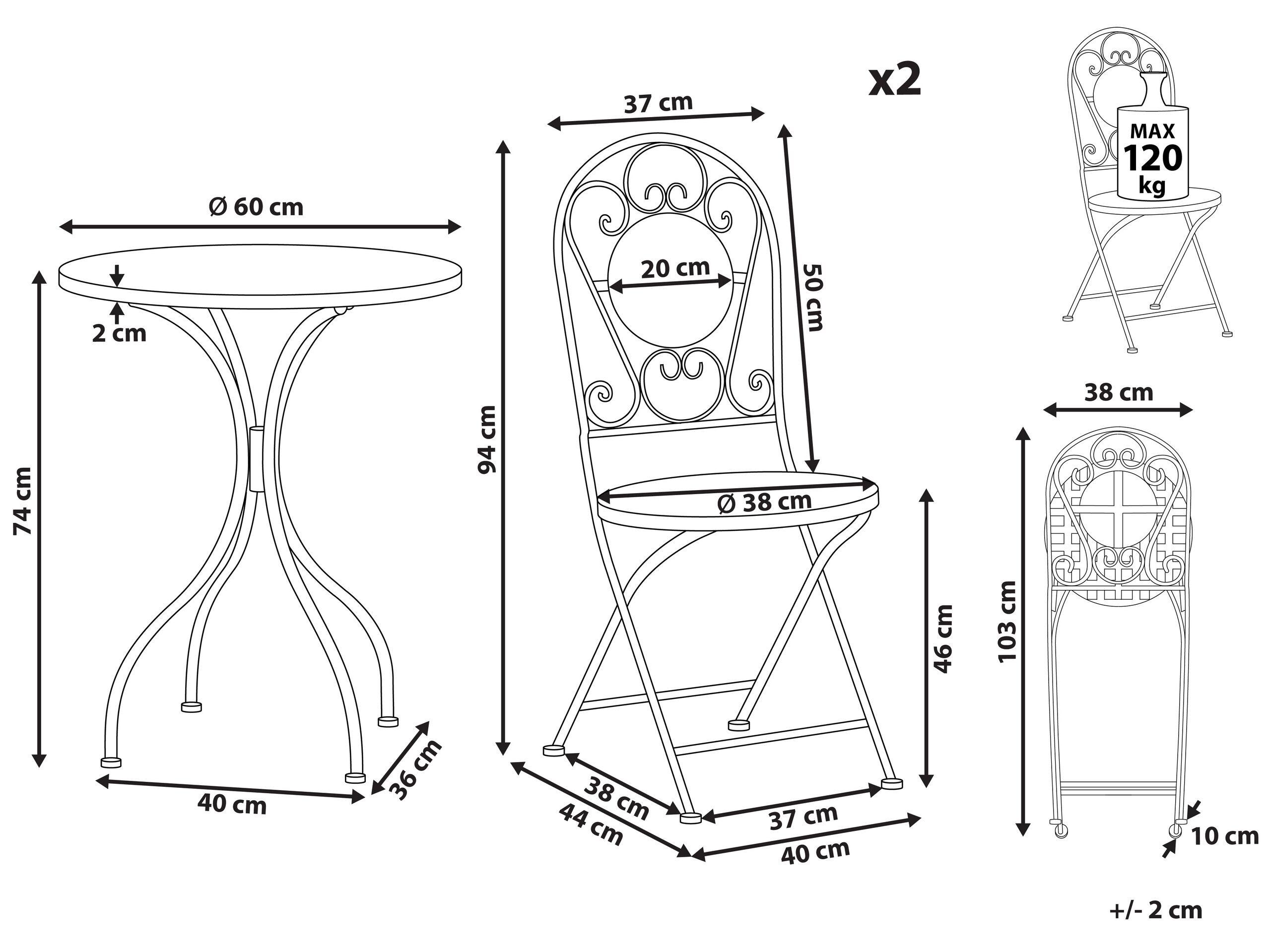 Beliani Bistro Set aus Eisen Retro SPELLO  