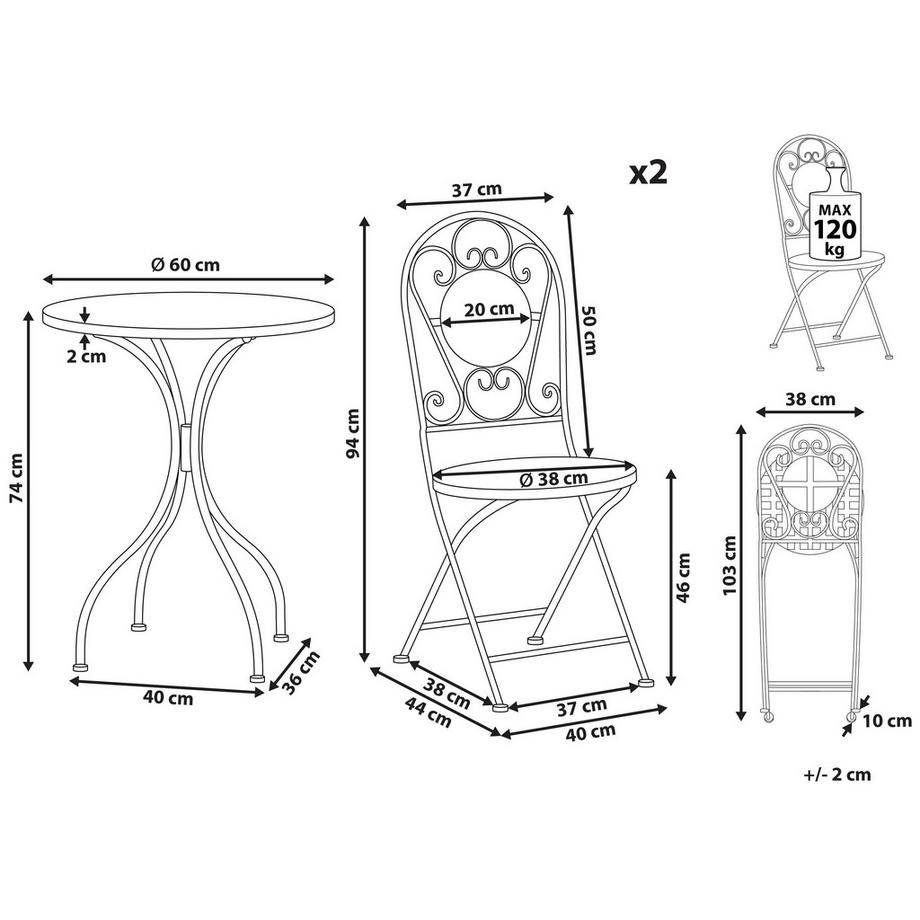Beliani Bistro Set aus Eisen Retro SPELLO  