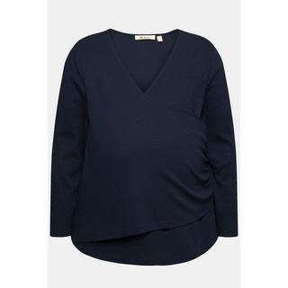 Ulla Popken Bellieva T-Shirt Premaman a Maniche Lunghe con Funzione Allattamento  