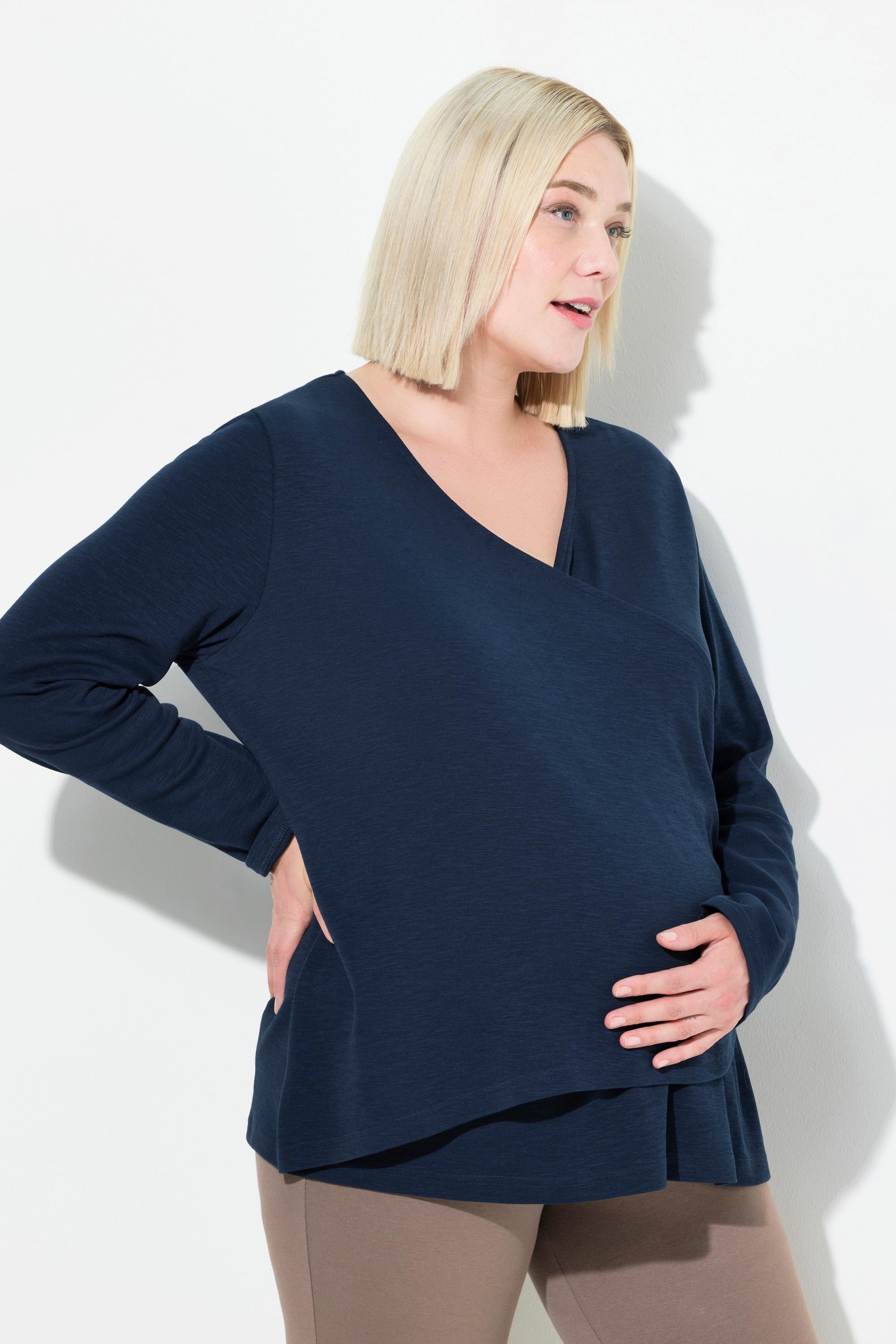 Ulla Popken  Bellieva-T-Shirt, Maternity Shape, Still-Funktion, Langarm, Biobaumwolle, GOTS 