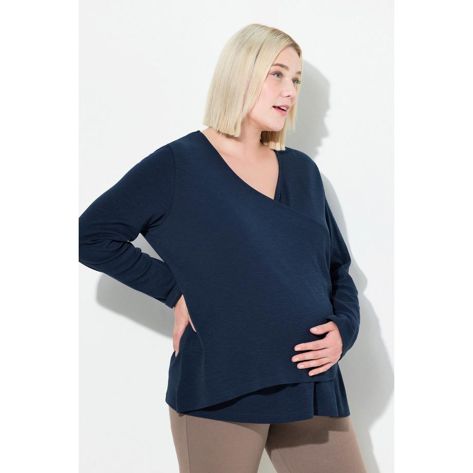 Ulla Popken Bellieva Maternity Shape Langarm T-Shirt mit Stillfunktion  
