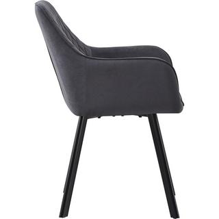 mutoni Chaise de salle à manger avec accoudoirs Trubstox gris (lot de 2)  