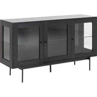 mutoni Buffet Angie structure mélaminé frêne noir 3 portes vitrées 140x40x82cm  