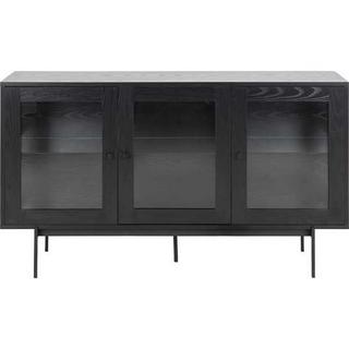 mutoni Buffet Angie structure mélaminé frêne noir 3 portes vitrées 140x40x82cm  