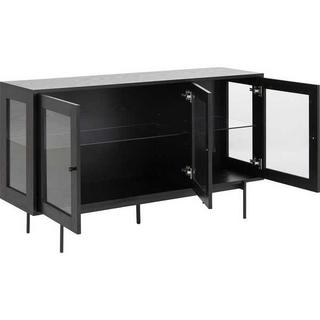 mutoni Buffet Angie structure mélaminé frêne noir 3 portes vitrées 140x40x82cm  