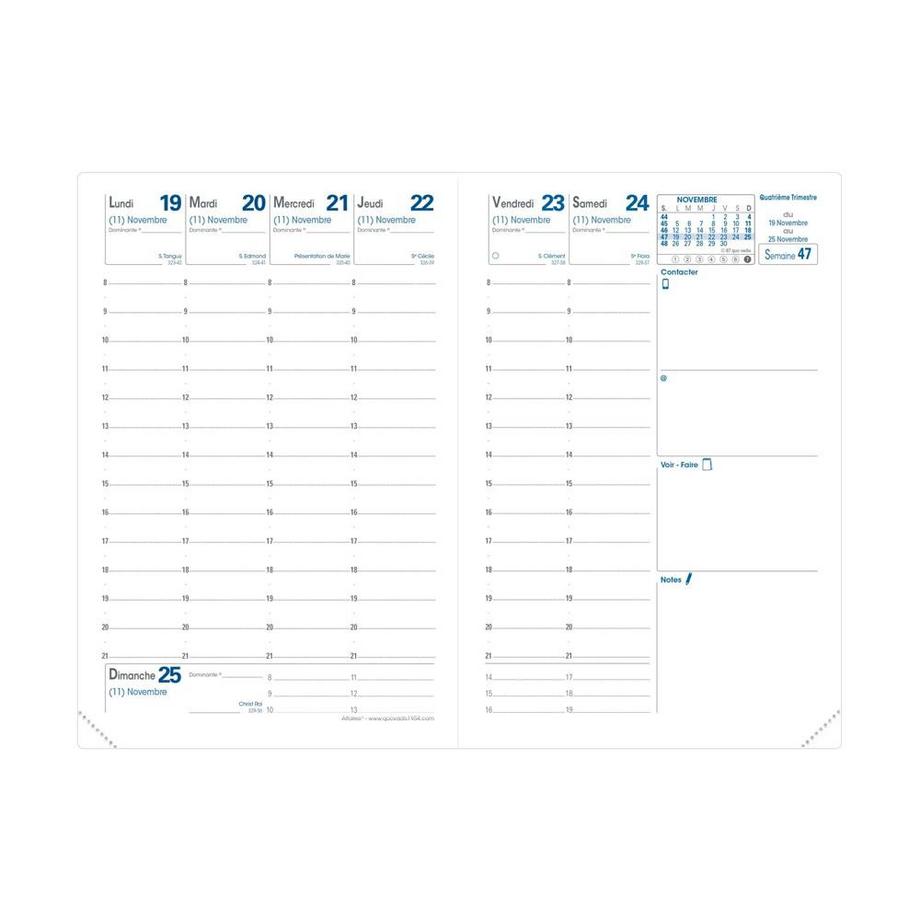 QUO-VADIS Quo Vadis - Terminkalender - 2025 - Geschäft - Die Woche Planning - Französisch - Club - Grün - Dez/Dez - 10x15 cm - Clairefontaine-Papier Weiß - Hergestellt in Frankreich  