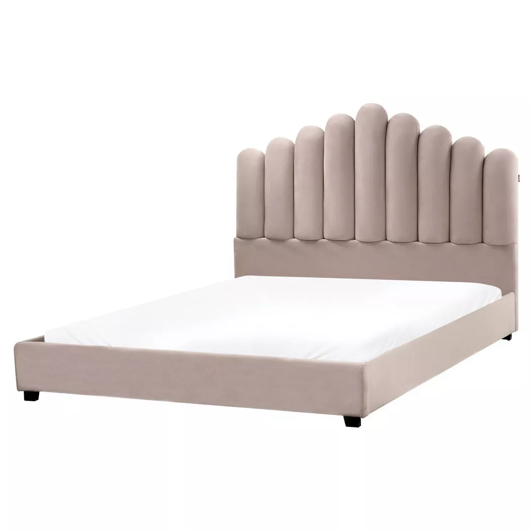 Beliani - Wasserbett aus Samtstoff  VINCENNES, Taupe