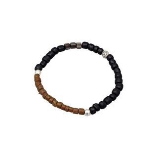 Kuzzoi  Bracelet Glas Beads Schwarz-Blau 925 Silber 