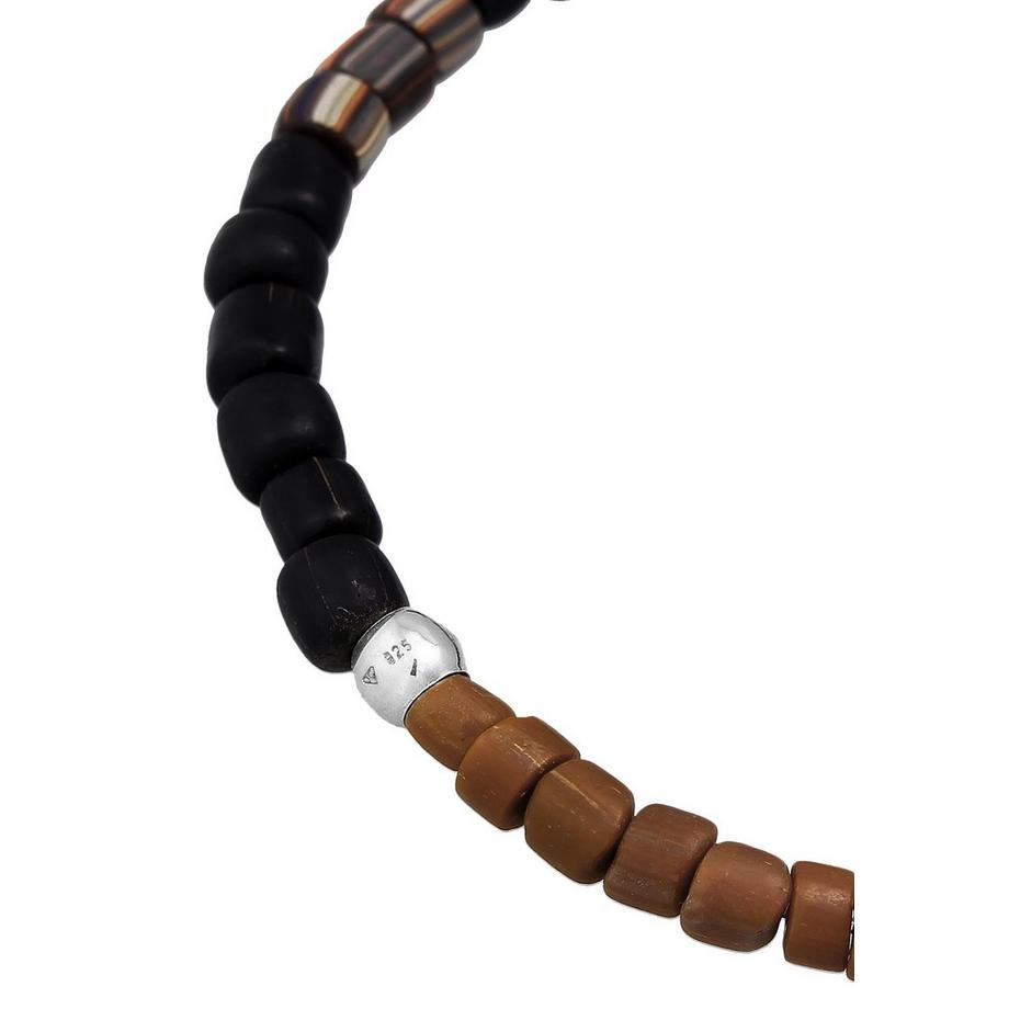 Kuzzoi  Bracelet Glas Beads Schwarz-Blau 925 Silber 