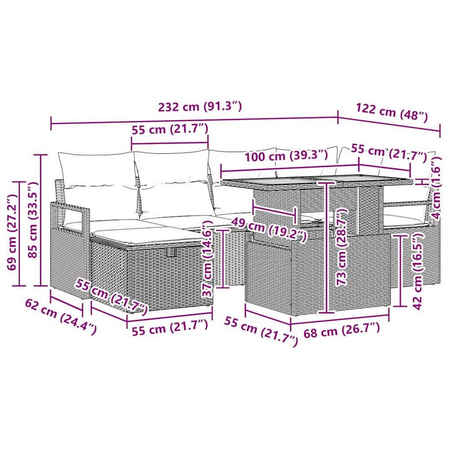 VidaXL Ensemble de canapé de jardin poly rattan  