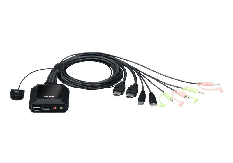 ATEN  ATEN 2-Port USB 4K HDMI Kabel KVM Switch mit Remote-Port-Wähler 