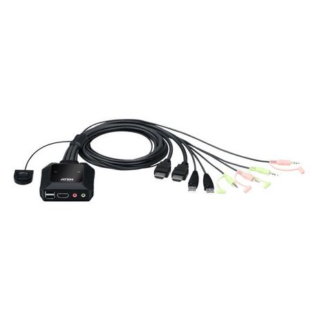 ATEN  Switch KVM cablato USB 4K HDMI a 2 porte con selettore porta remota 