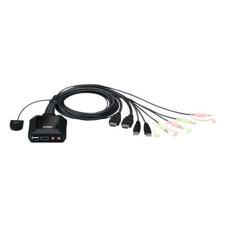 ATEN  ATEN 2-Port USB 4K HDMI Kabel KVM Switch mit Remote-Port-Wähler 