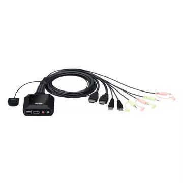 ATEN 2-Port USB 4K HDMI Kabel KVM Switch mit Remote-Port-Wähler