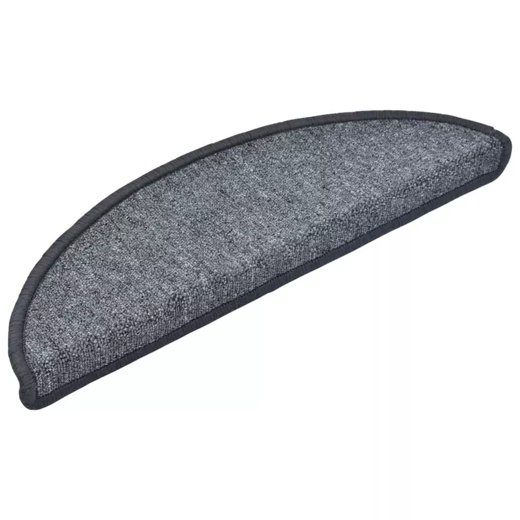 vidaXL Tapis d'escalier 15 pcs Gris foncé 56x17x3 cm
