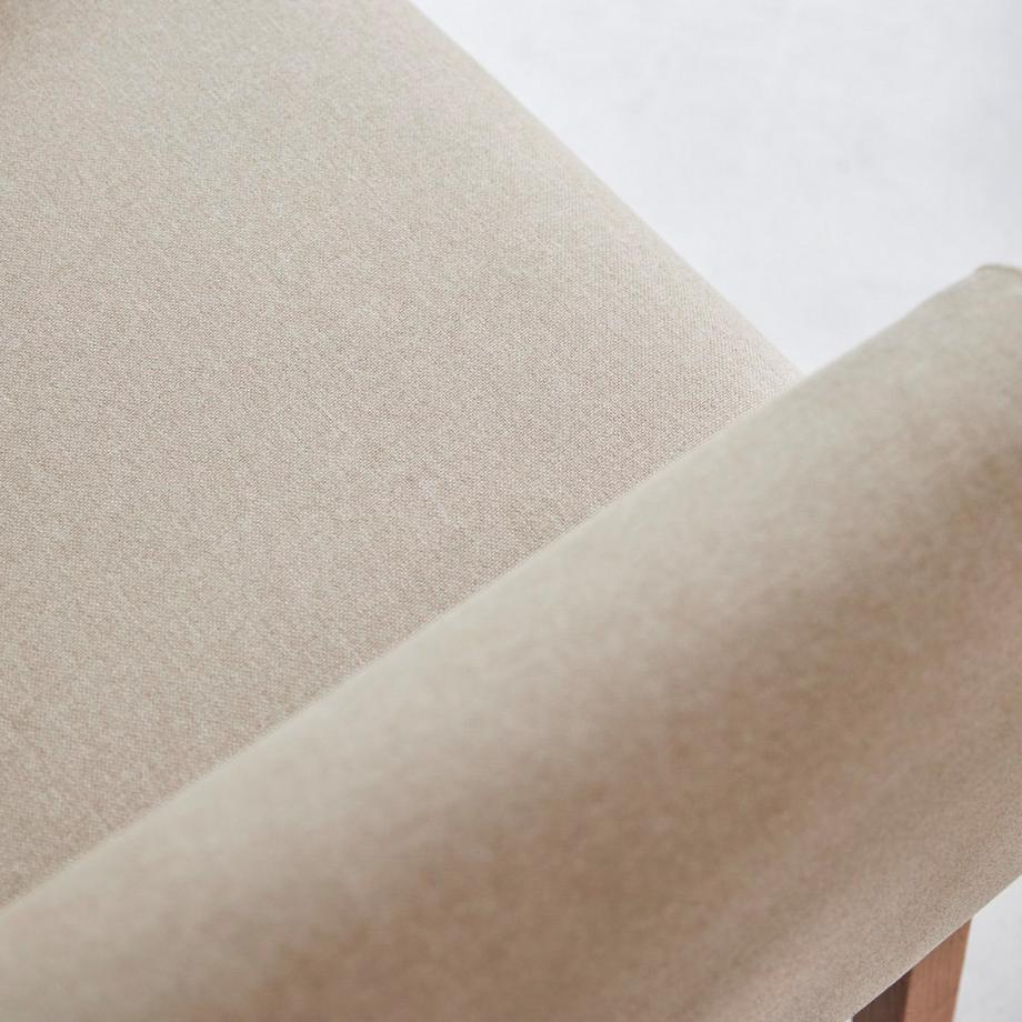 Tikamoon Fauteuil en chêne massif et tissu écru Bjorn  