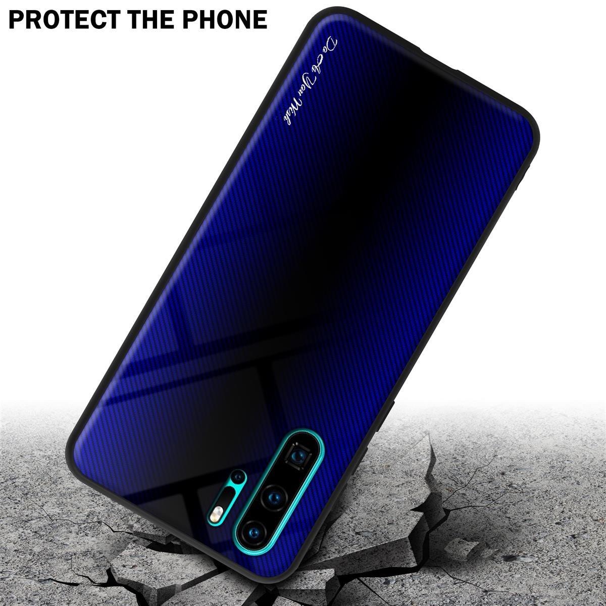 Cadorabo  Housse compatible avec Huawei P30 PRO - Aspect rayé - Coque de protection en silicone TPU et dos en verre trempé 