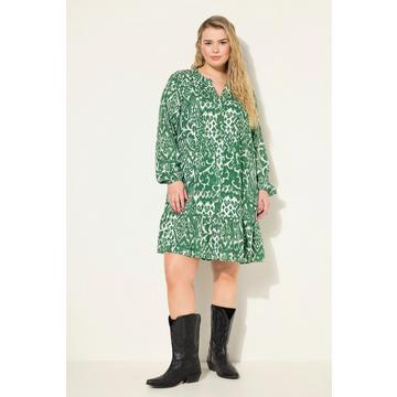 Abito corto con stampa grafica e maniche a palloncino