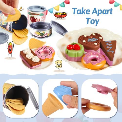 Activity-board  Ensemble de desserts de cuisine pour enfants, jouets pour enfants, accessoires de cuisine, jouets alimentaires avec support à dessert, jouets d'apprentissage pour enfants 