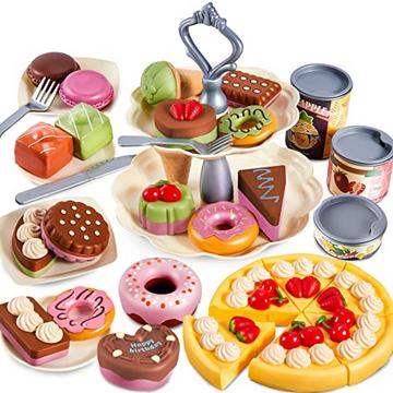 Ensemble de desserts de cuisine pour enfants, jouets pour enfants, accessoires de cuisine, jouets alimentaires avec support à dessert, jouets d'apprentissage pour enfants