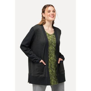 Ulla Popken  Sweatjacke, Waffelstruktur, offene Form, Langarm 