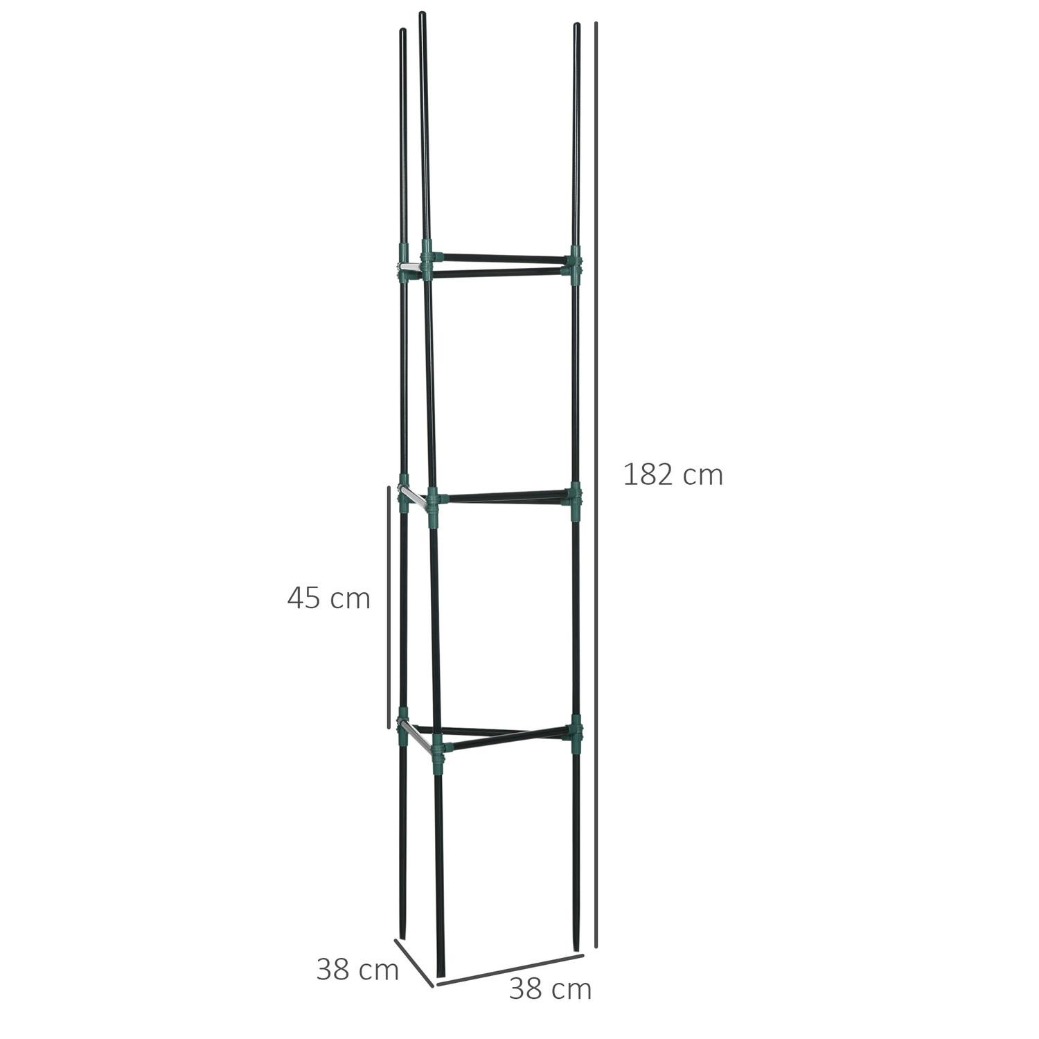 Northio Treillis Lot De 3 Supports Pour Plantes De Jardin Poteaux De Support Pour Plantes Treillis Cage À Tomates Pour Plantes Grimpantes Acier Vert 38 X 38 X 182 Cm  