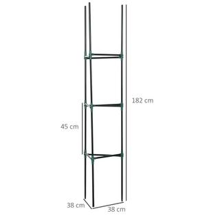 Northio Treillis Lot De 3 Supports Pour Plantes De Jardin Poteaux De Support Pour Plantes Treillis Cage À Tomates Pour Plantes Grimpantes Acier Vert 38 X 38 X 182 Cm  